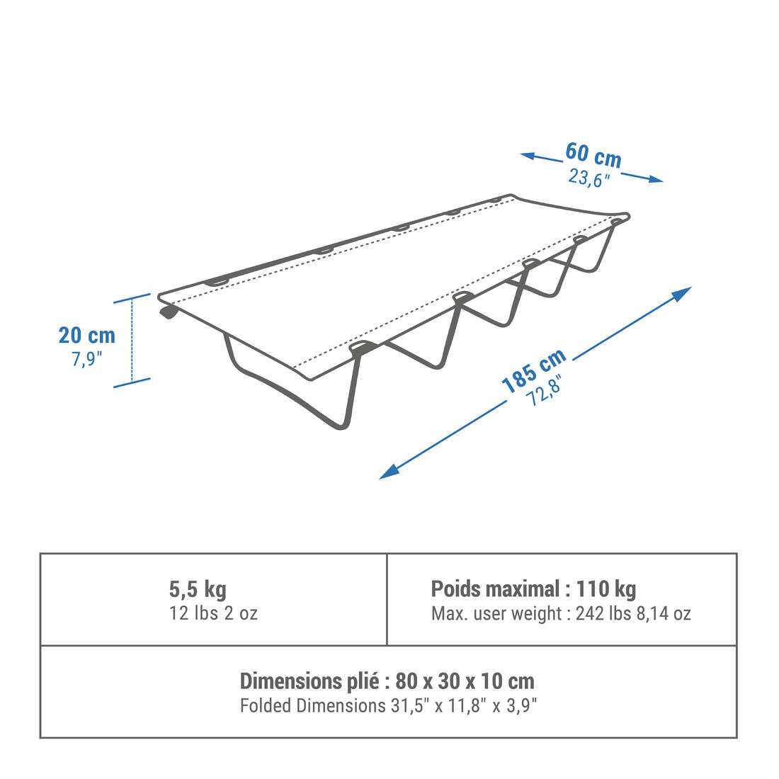 Krevat Kampingu Bazik Krevat Kampingu 60 cm 1 Person 2