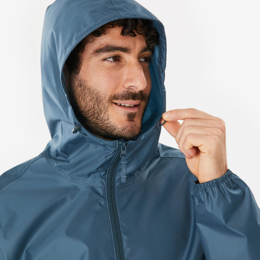 Xhaketë ecjeje për meshkuj kundër erës dhe ujit, Raincut Full Zip - E zezë 15