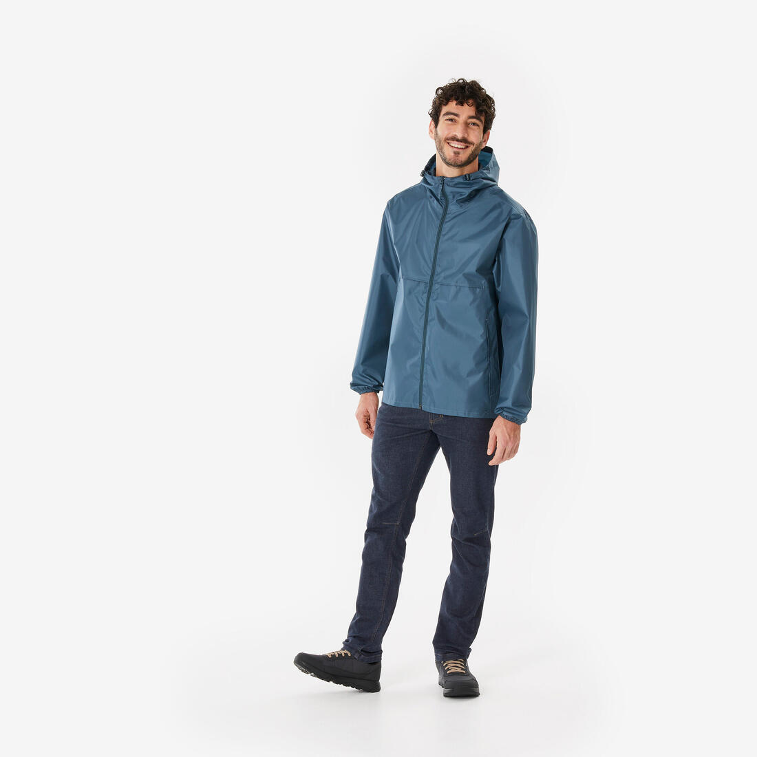 Xhaketë ecjeje për meshkuj kundër erës dhe ujit, Raincut Full Zip - E zezë 3