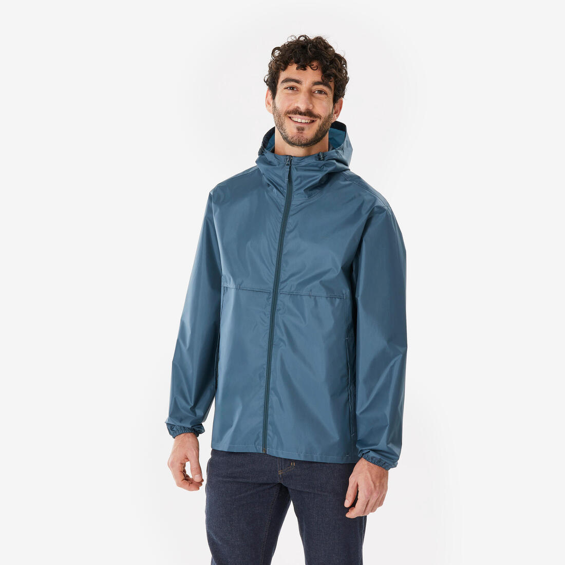 Xhaketë ecjeje për meshkuj kundër erës dhe ujit, Raincut Full Zip - E zezë 2