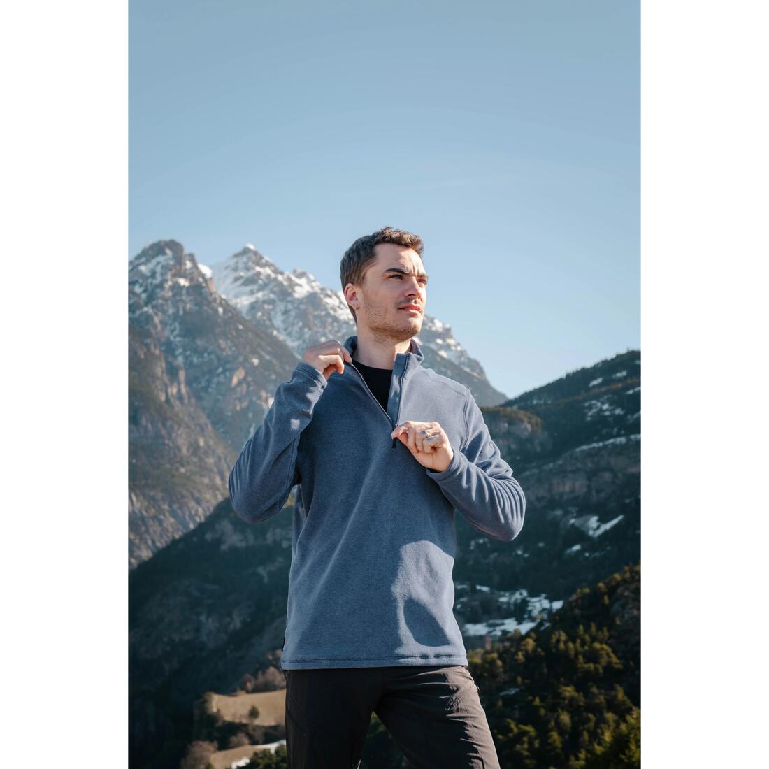 Men’s Mountain Hiking Fleece MH100 Half Zip - Blue 6