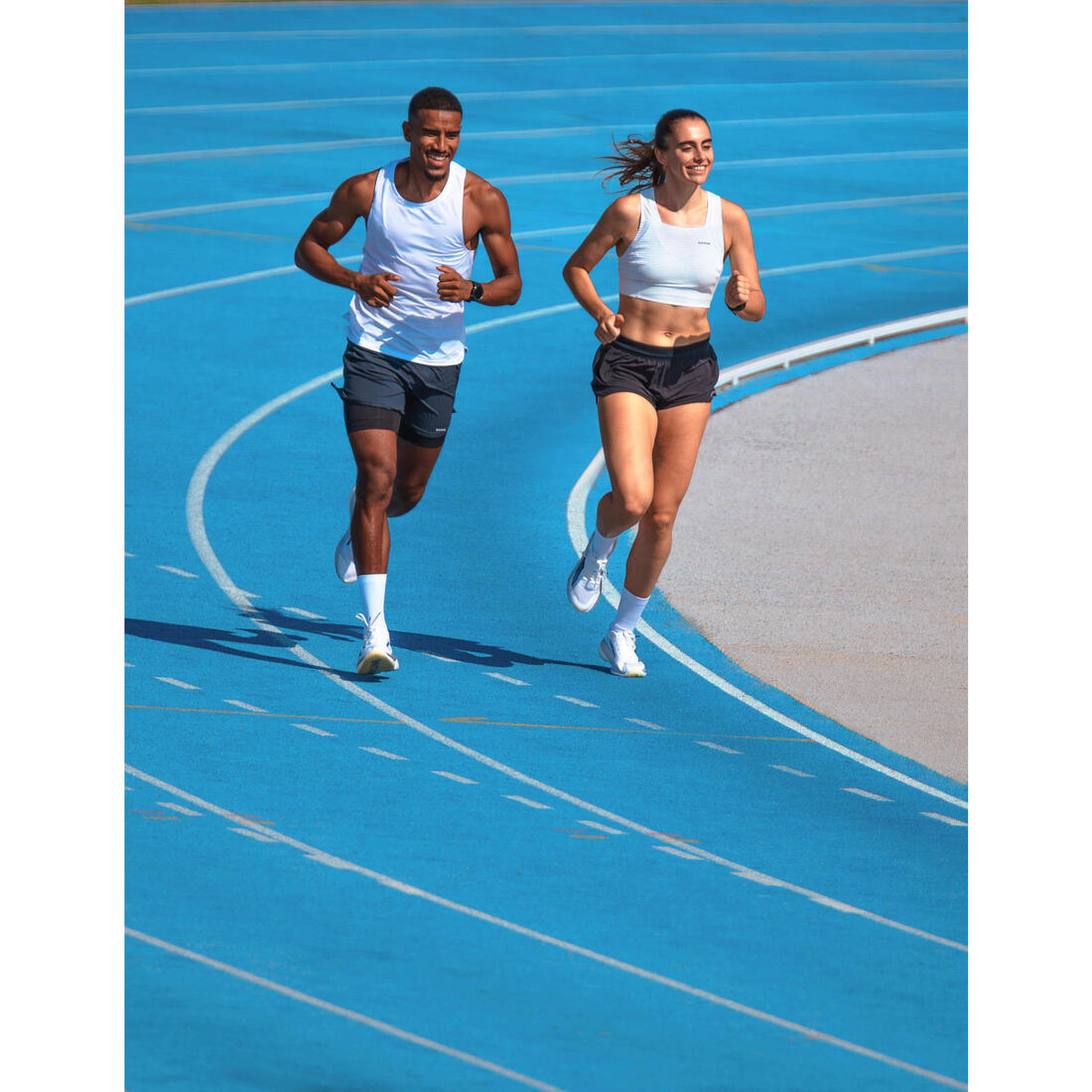 Shortse vrapimi 2 në 1 për meshkuj, Kiprun Run 500 Comfort blu marine 17
