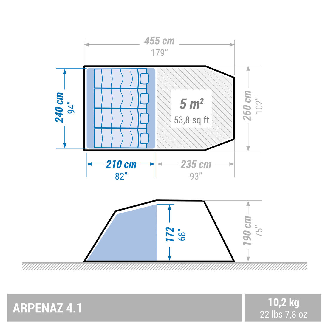 Tendë kampingu për 4 persona, Arpenaz 4.1 4