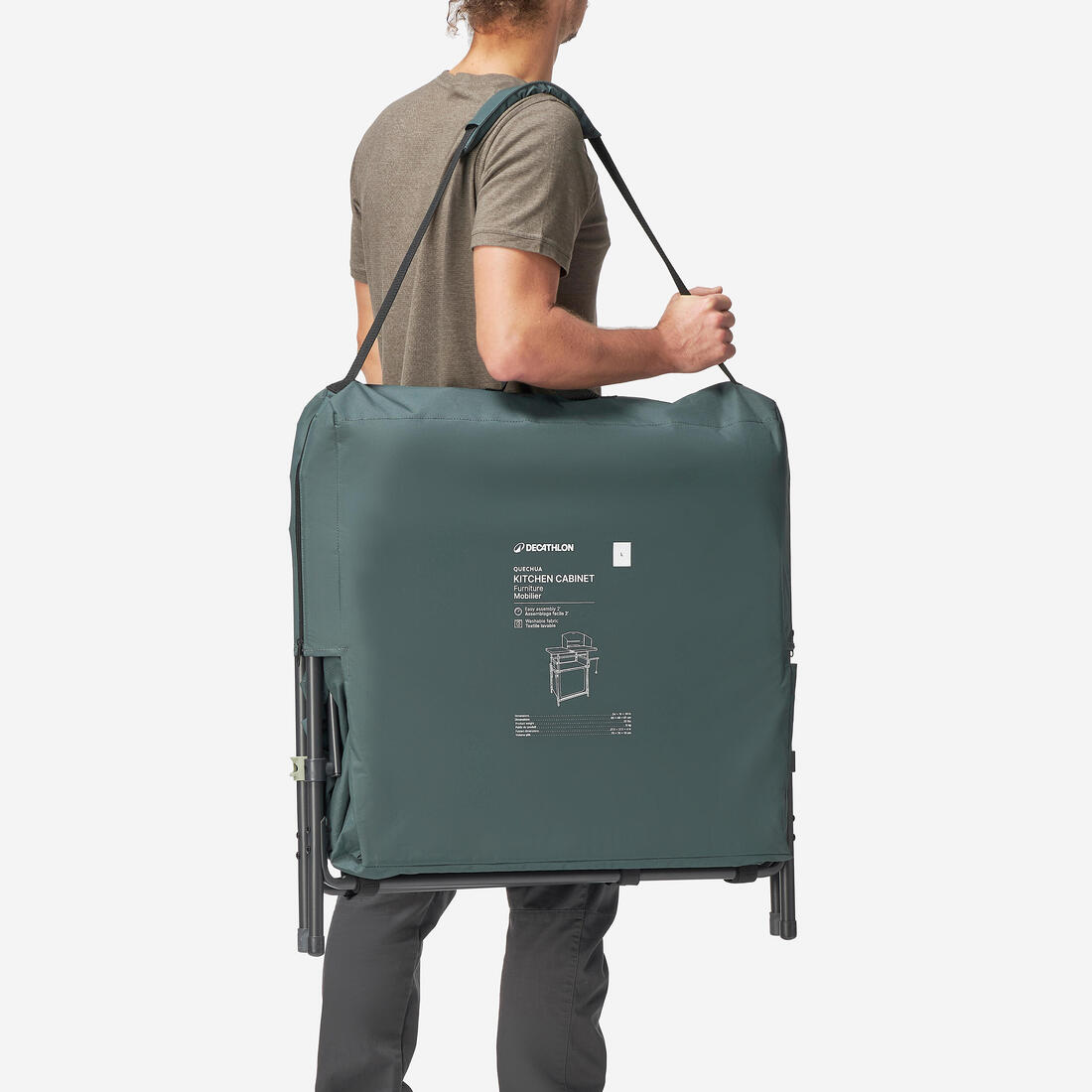 Camping kitchen unit L, foldable and with a wind shield 16