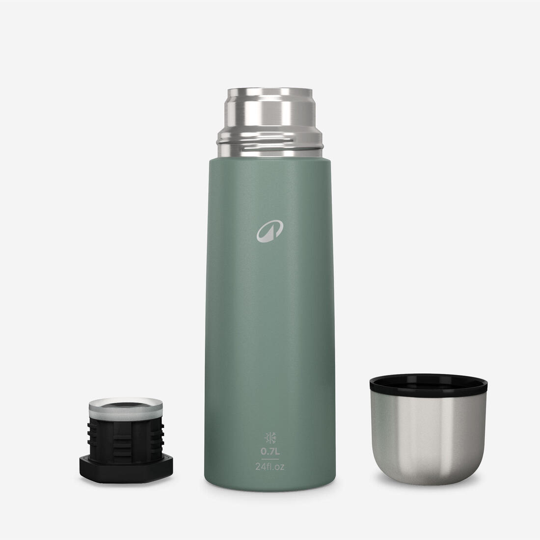 0.7 L stainless steel insulated flask with cup for hiking - Green 2