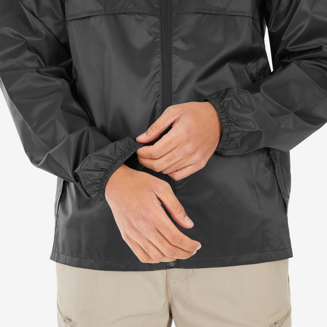 Xhaketë ecjeje për meshkuj kundër erës dhe ujit, Raincut Full Zip - E zezë 14