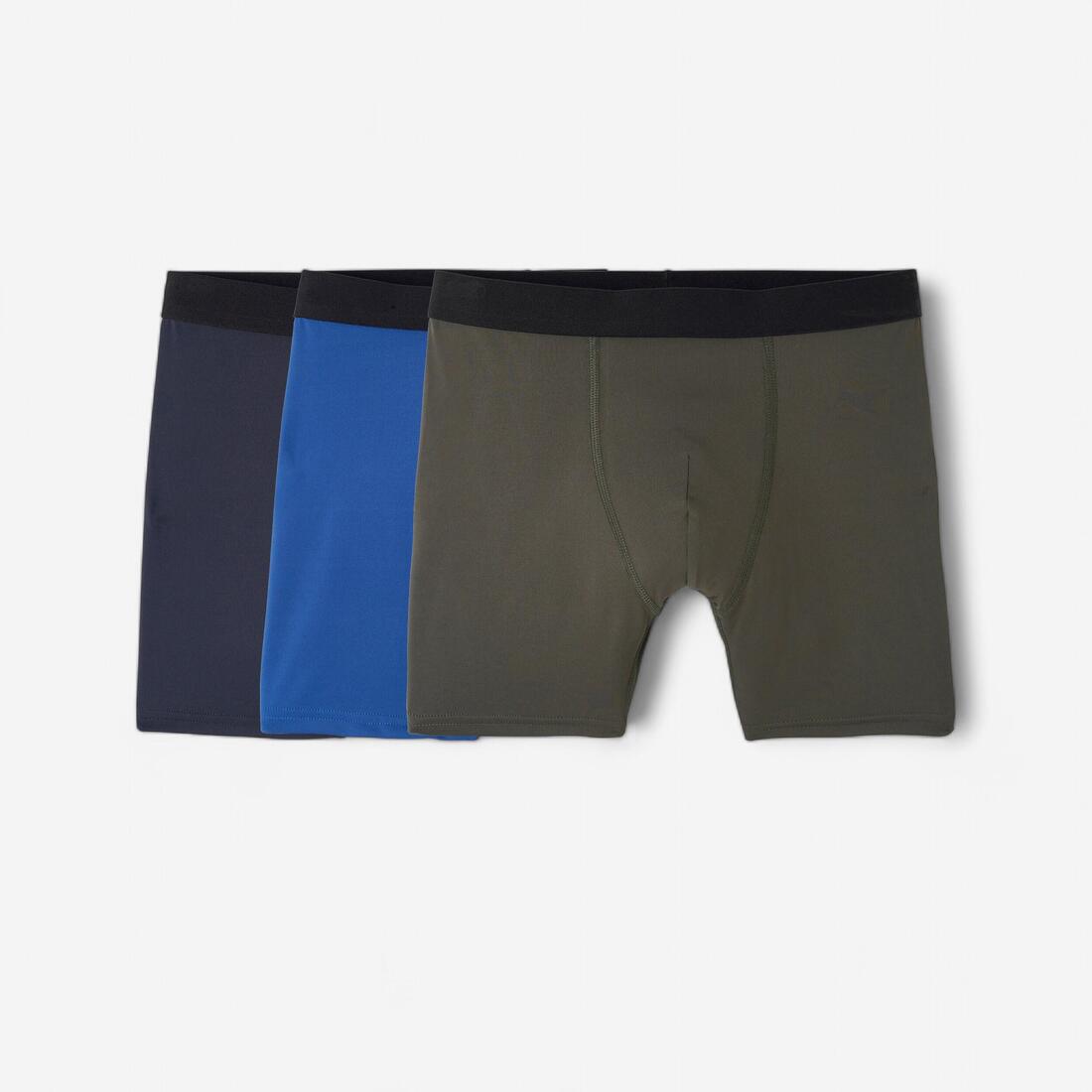Pako me 3 bokserë për meshkuj - Blu e errët/Blu/Kaki