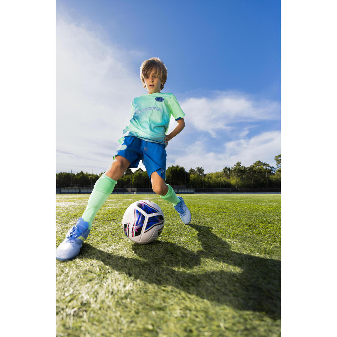 Bluzë Futbolli Mëngë të Shkurtra për Fëmijë Viralto Boreal - Blu Marin / Jeshile 14