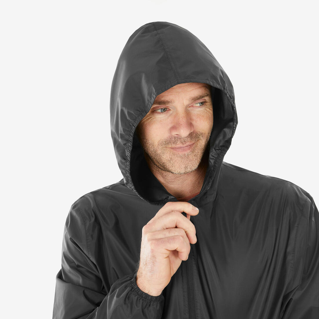 Xhaketë ecjeje për meshkuj kundër erës dhe ujit, Raincut 1/2 Zip - E zezë 6