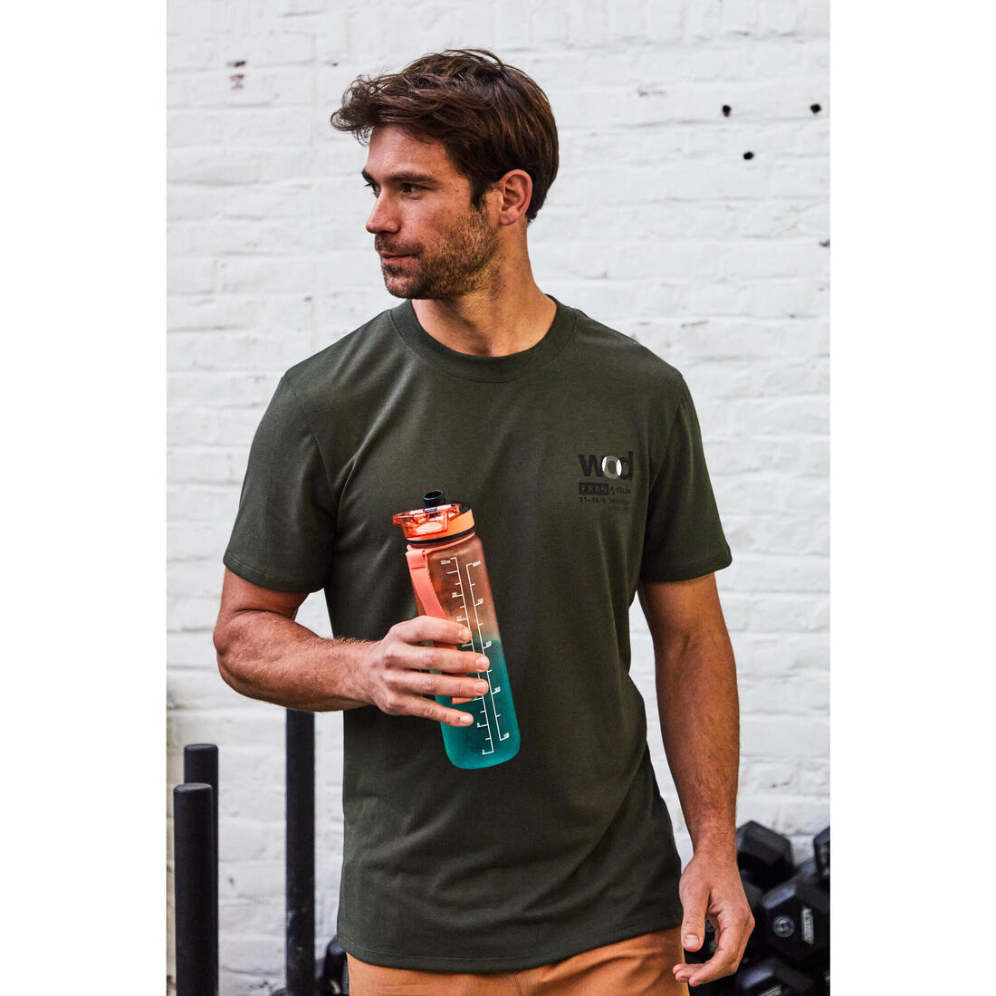 1 Litre Fitness Bottle Motivation - Orange/Green 7