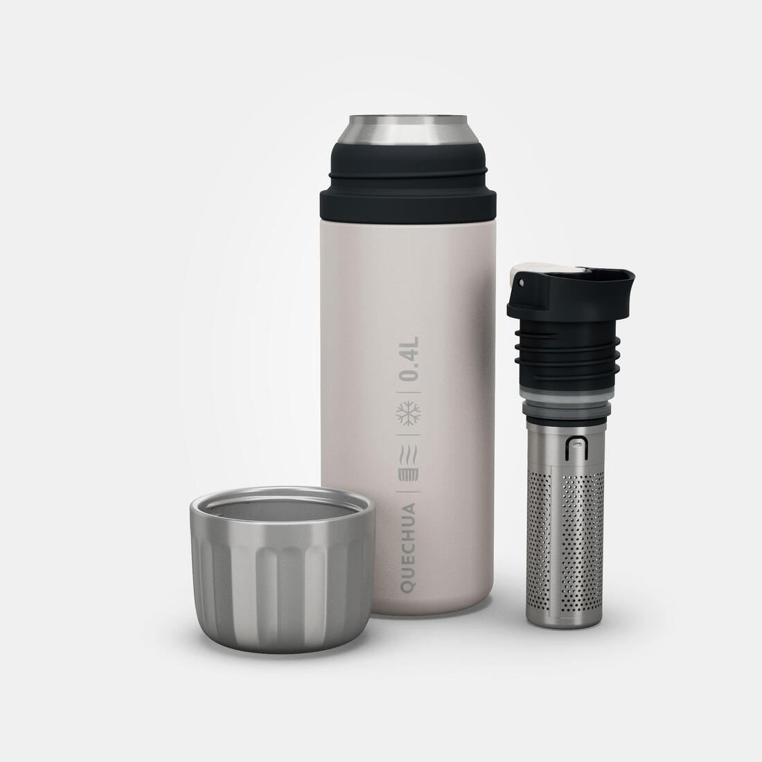 Shishe çeliku inox e izoluar 0.4 L me filtër çaji, për ecje dhe kamping 4