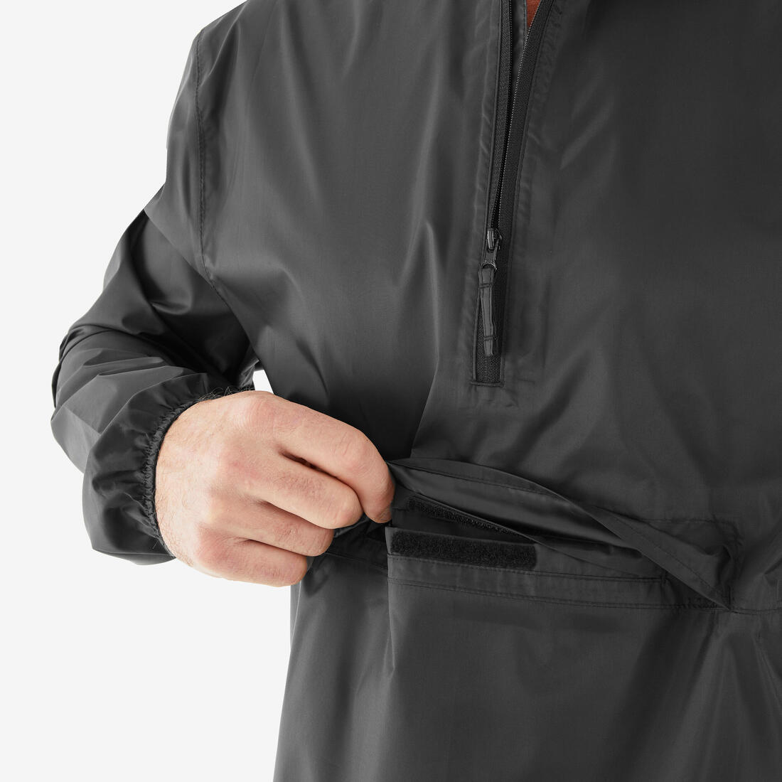 Xhaketë ecjeje për meshkuj kundër erës dhe ujit, Raincut 1/2 Zip - E zezë 4