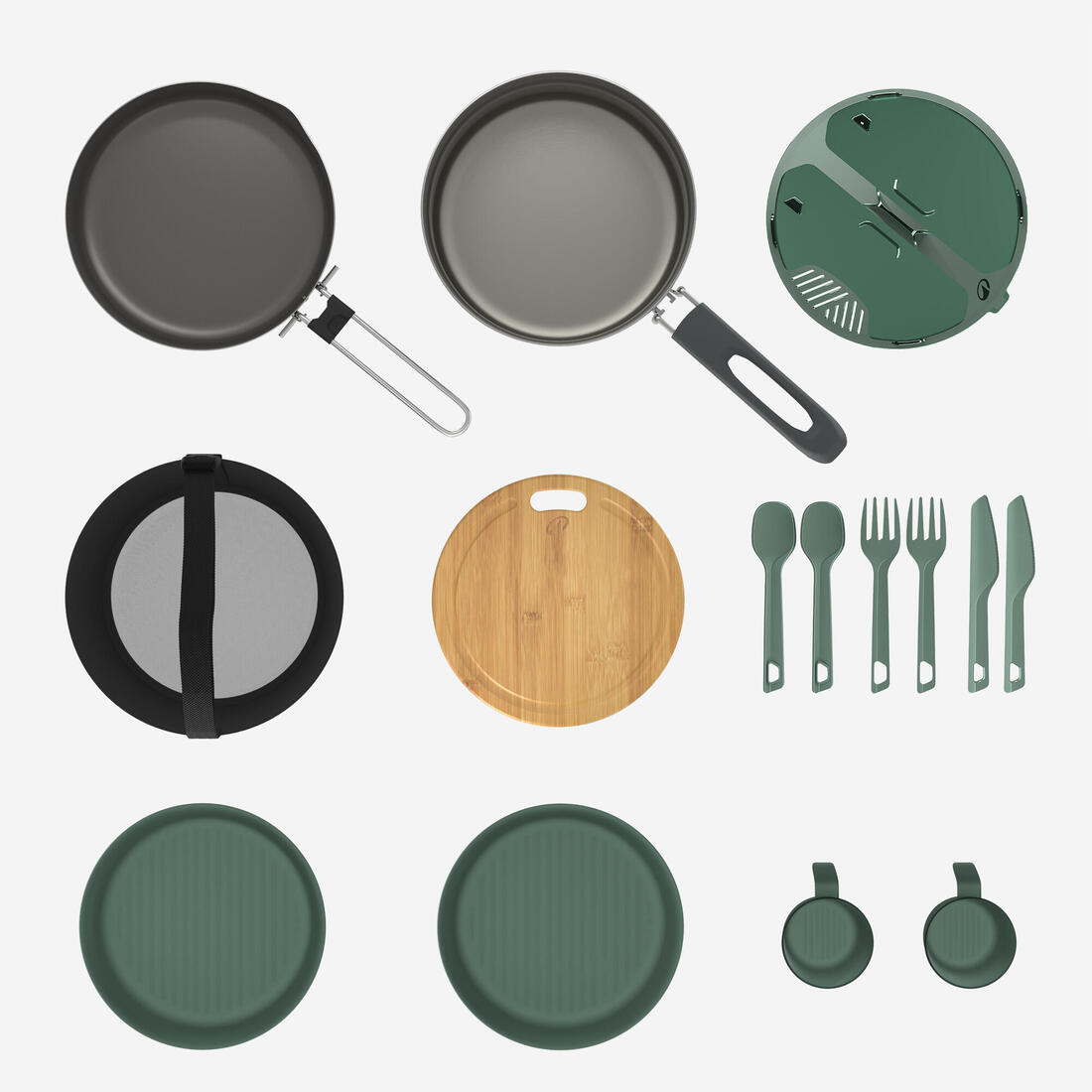 Set gatimi për kamping prej çeliku inox, jo-ngjitës 500 për 2 persona - 15 copë 2