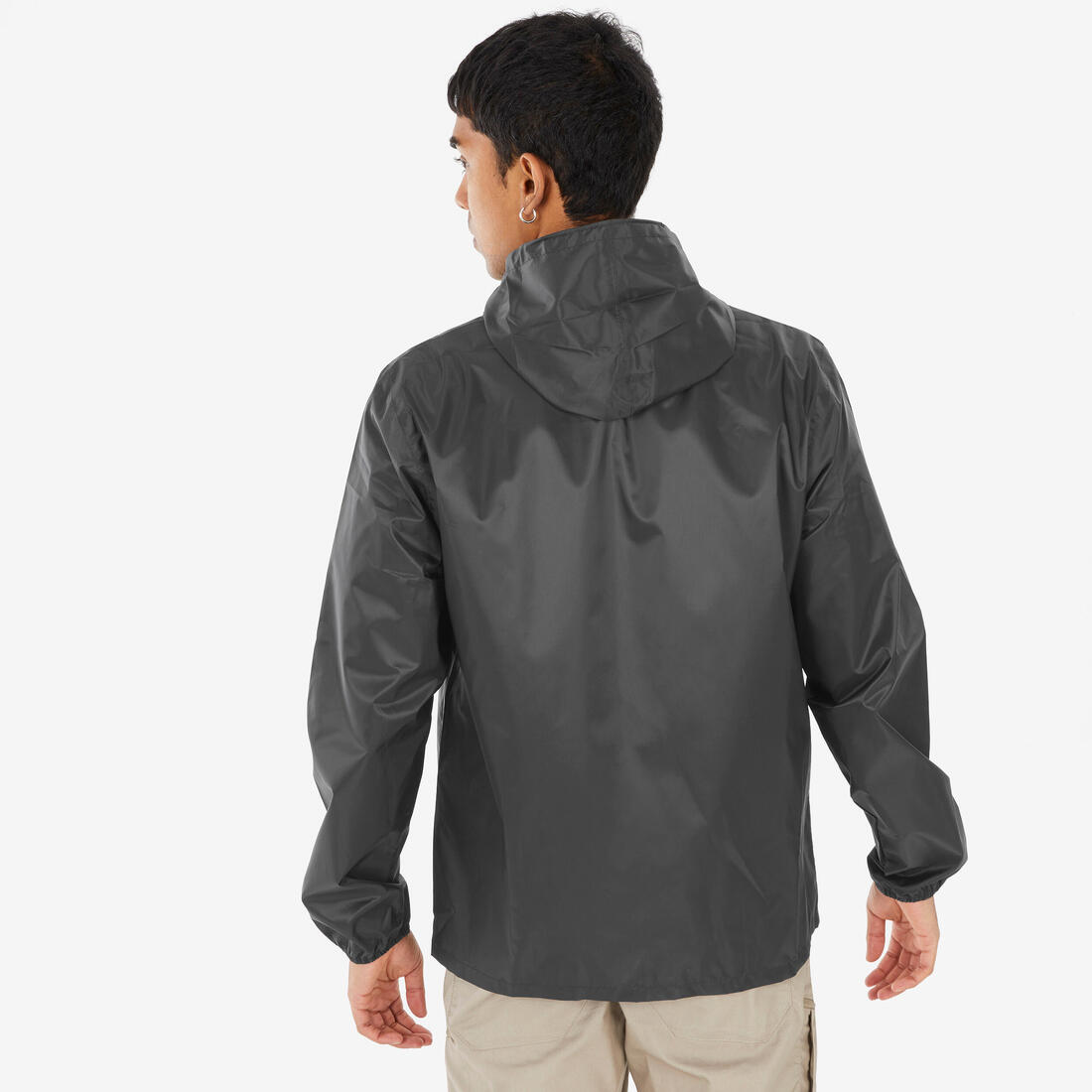 Xhaketë ecjeje për meshkuj kundër erës dhe ujit, Raincut Full Zip - E zezë 11