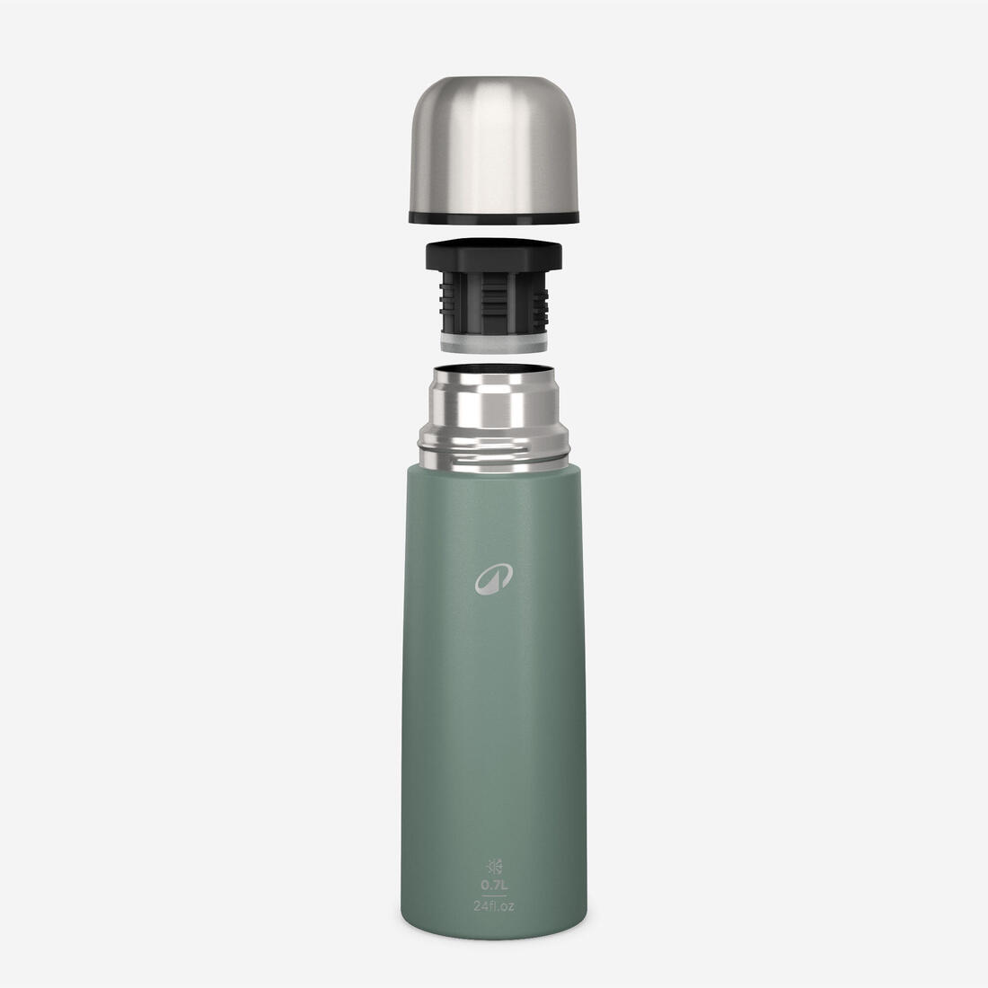 0.7 L stainless steel insulated flask with cup for hiking - Green 4