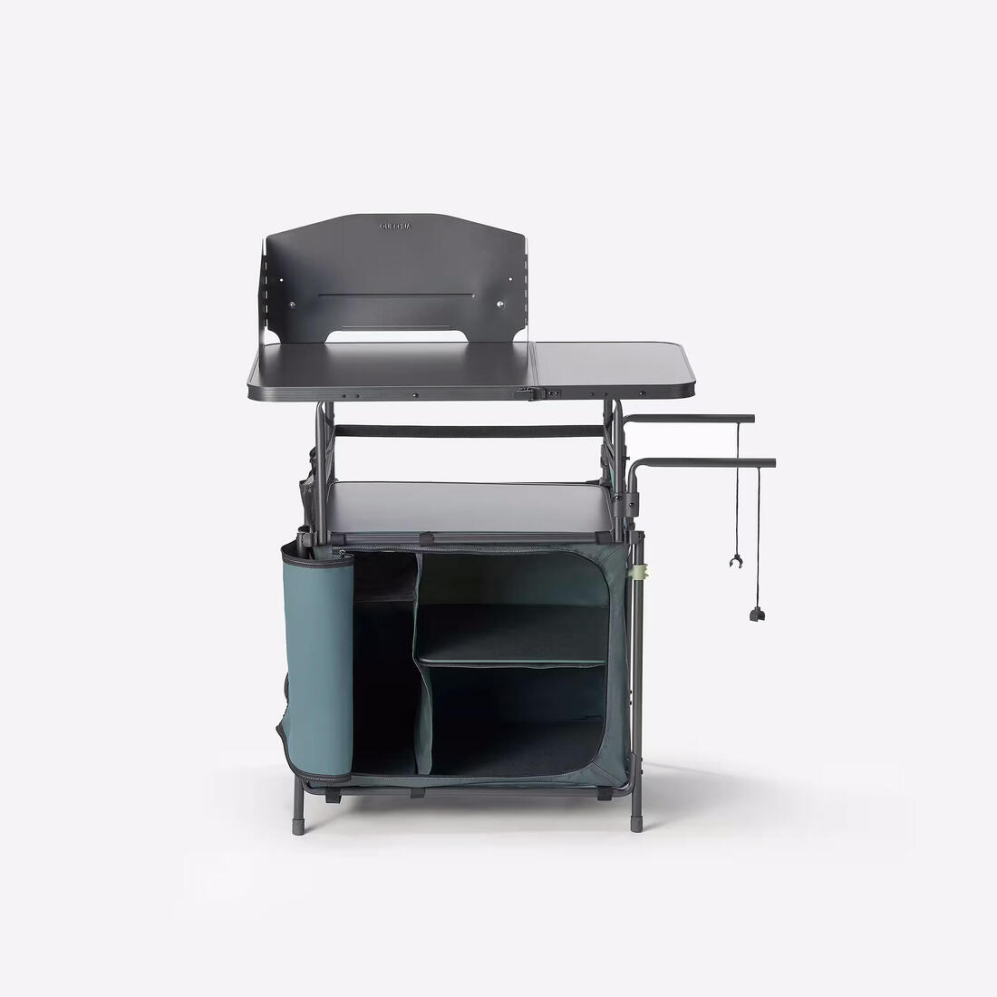 Camping kitchen unit L, foldable and with a wind shield