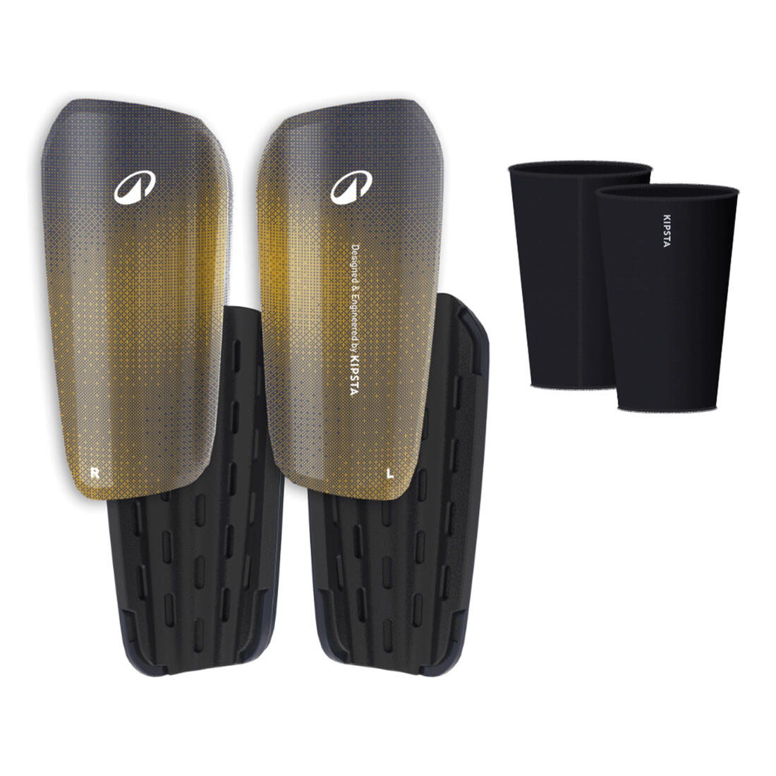 Kids' Football Shin Guards with Support Sleeves F500 2