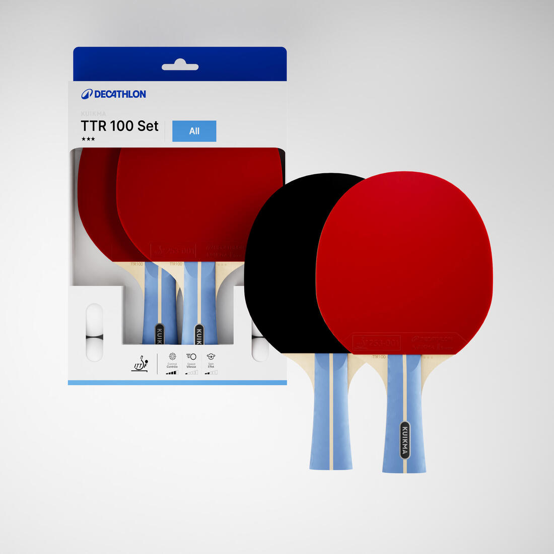 Set me 2 shkopinj TTR 100 të gjithanshëm ITTF Shkollë + topa 9