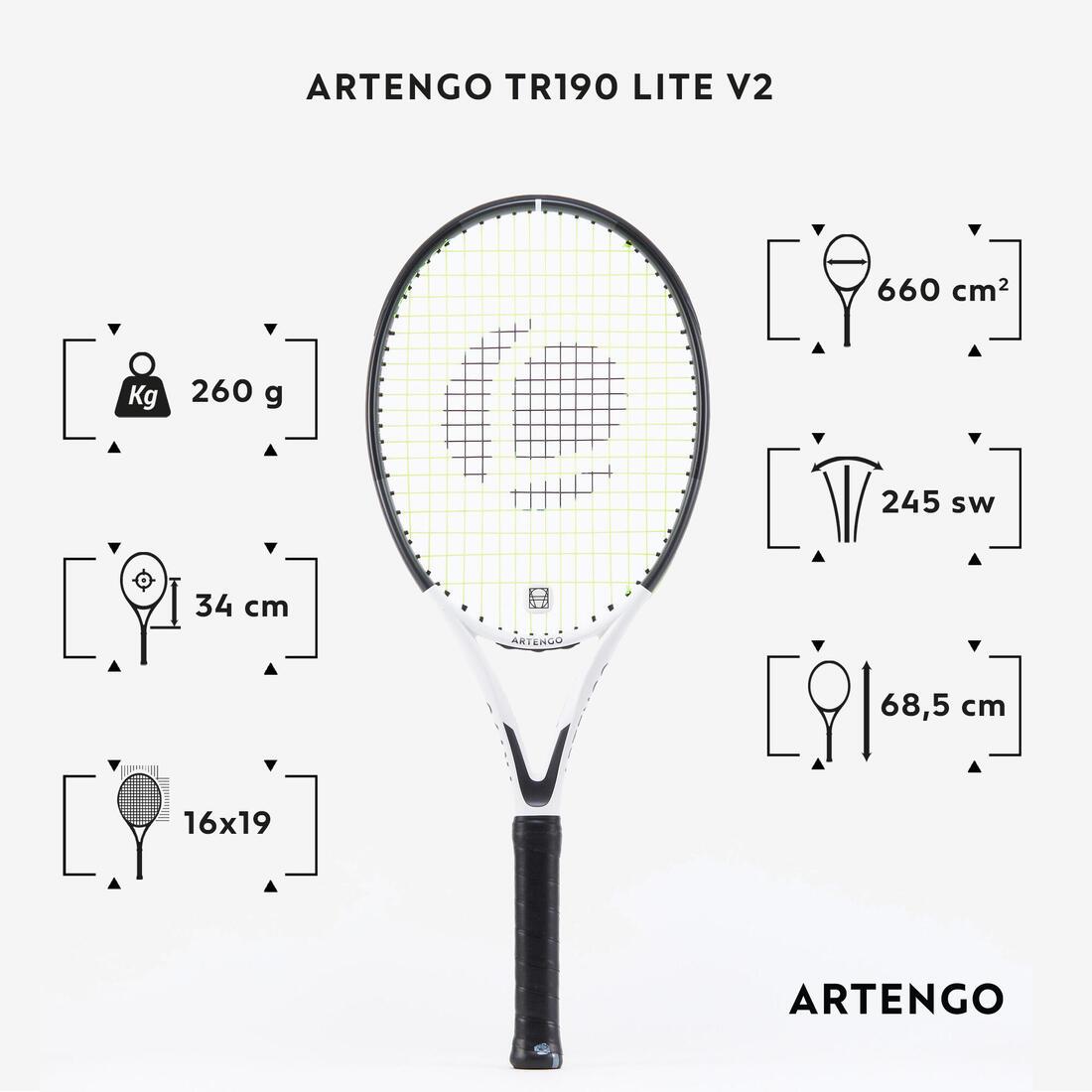 Raketa e tenisit për të rritur TR190 Lite V2 2