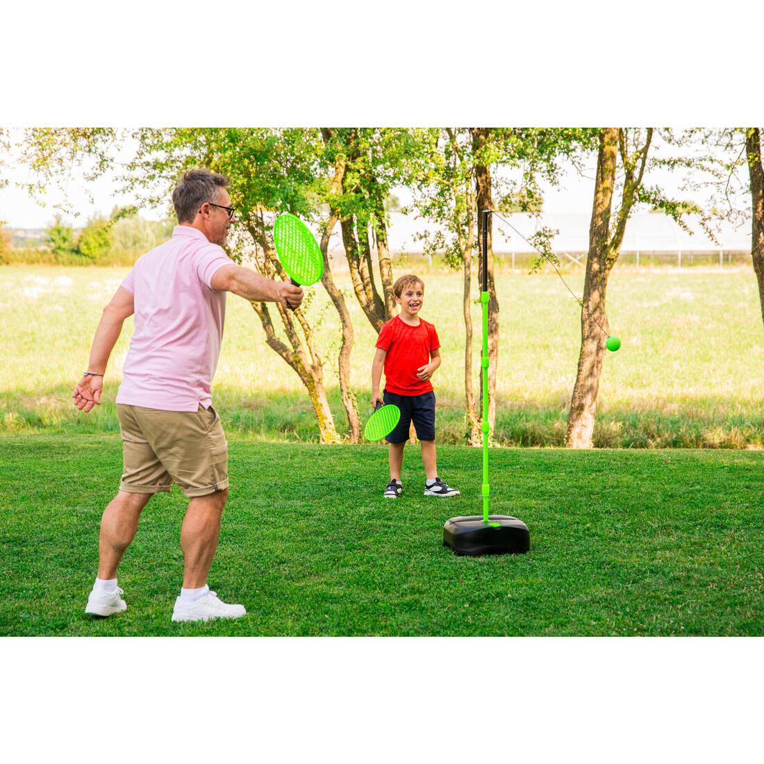 Kids' Speedball Set Turnball (1 Post, 2 Rackets, and 1 Ball) - Black/Yellow 15
