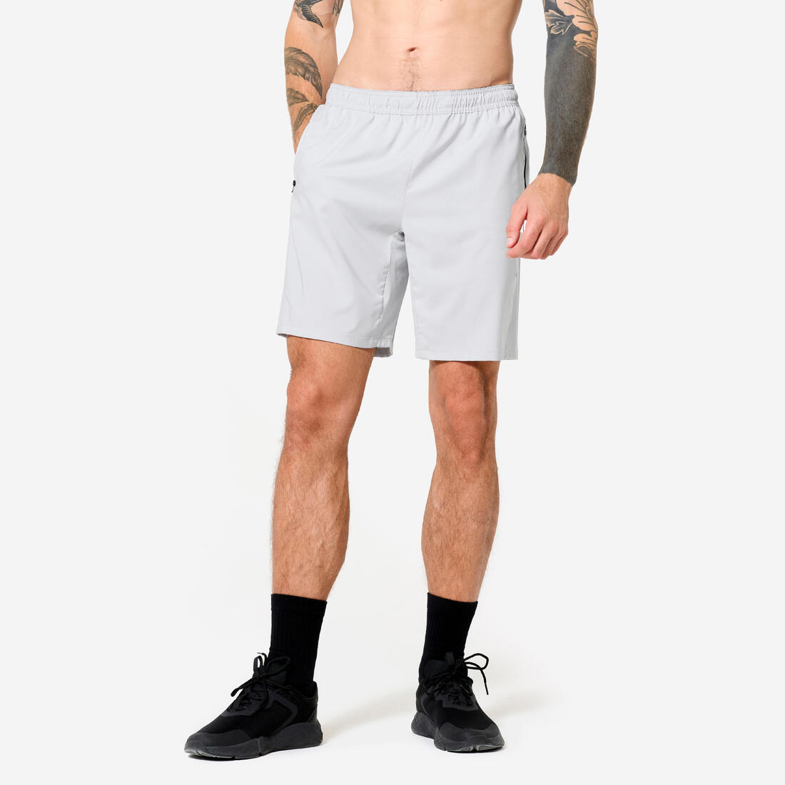 Shortse fitnesi për meshkuj që marrin frymë me xhepa me zipe Kaki 7