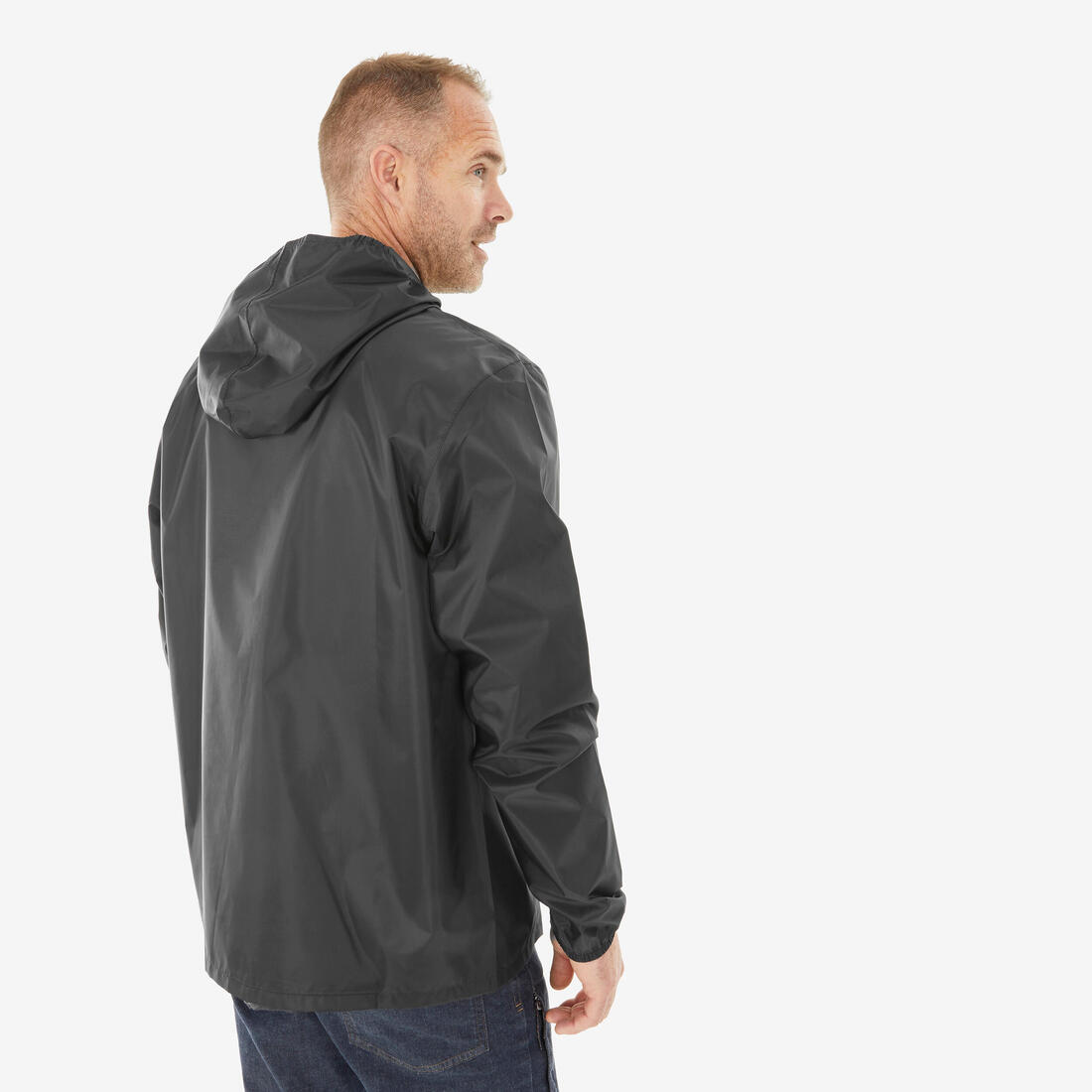 Xhaketë ecjeje për meshkuj kundër erës dhe ujit, Raincut 1/2 Zip - E zezë 3
