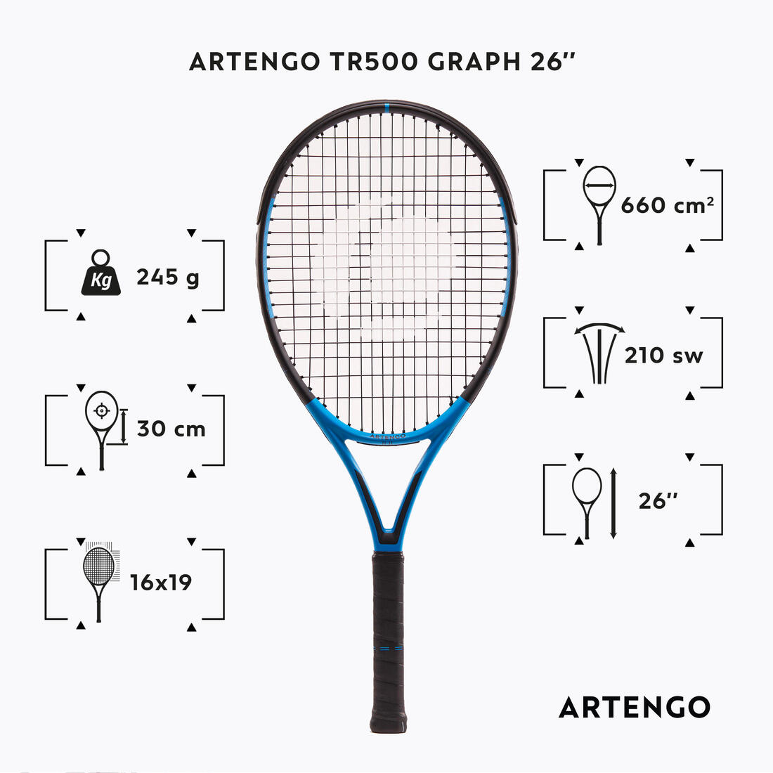 Raketë tenisi 26" për fëmijë TR500 Graph - Blu 3