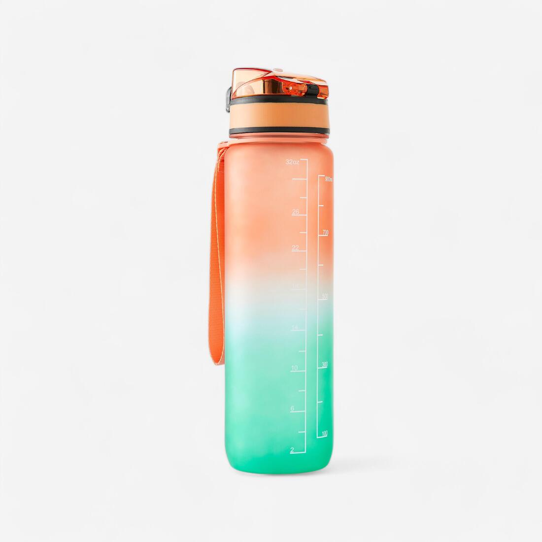 1 Litre Fitness Bottle Motivation - Orange/Green