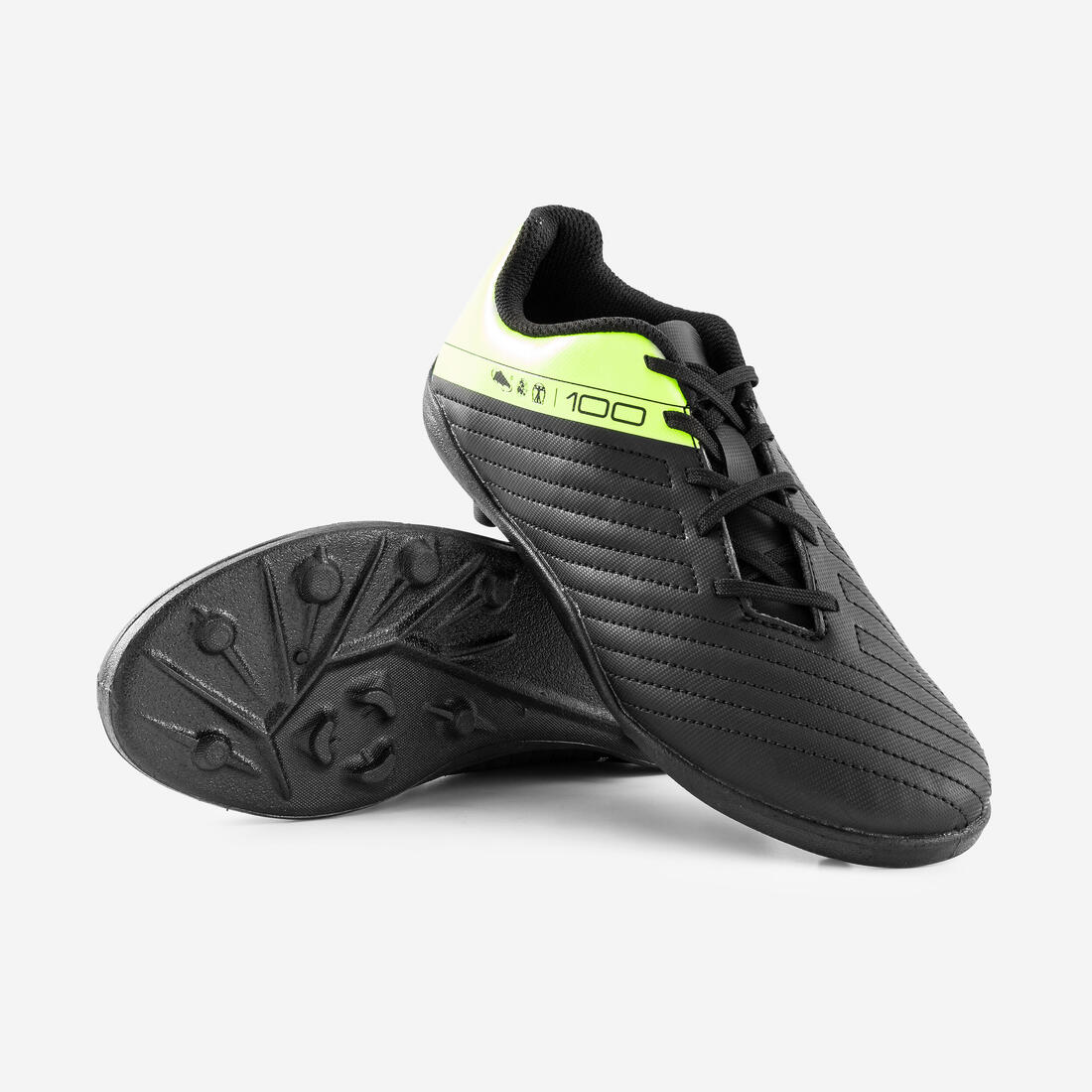 Këpucë Futbolli me Lidhëse për Fëmijë 100 FG - E Zezë/E Verdhë 7