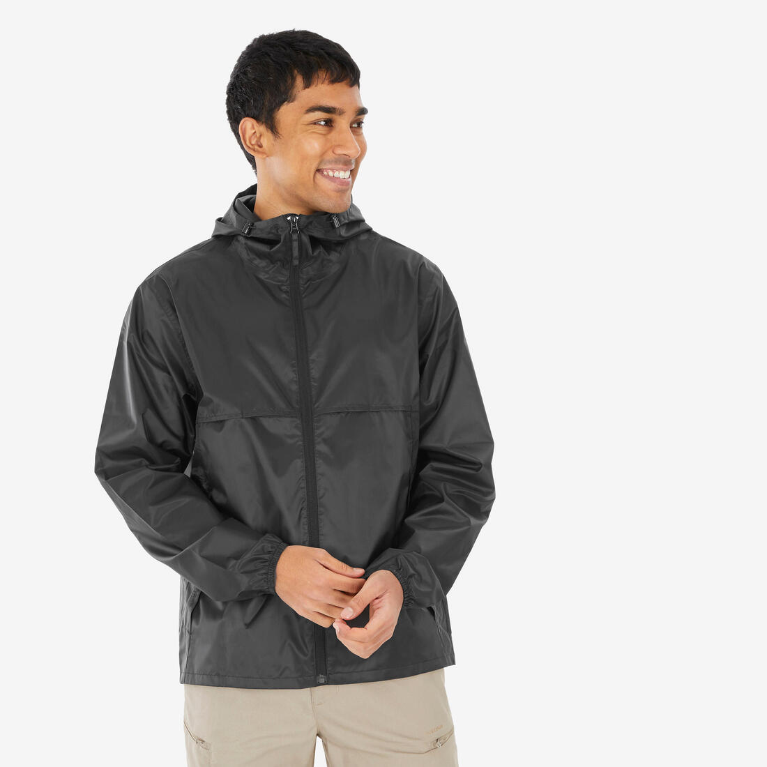 Xhaketë ecjeje për meshkuj kundër erës dhe ujit, Raincut Full Zip - E zezë 8