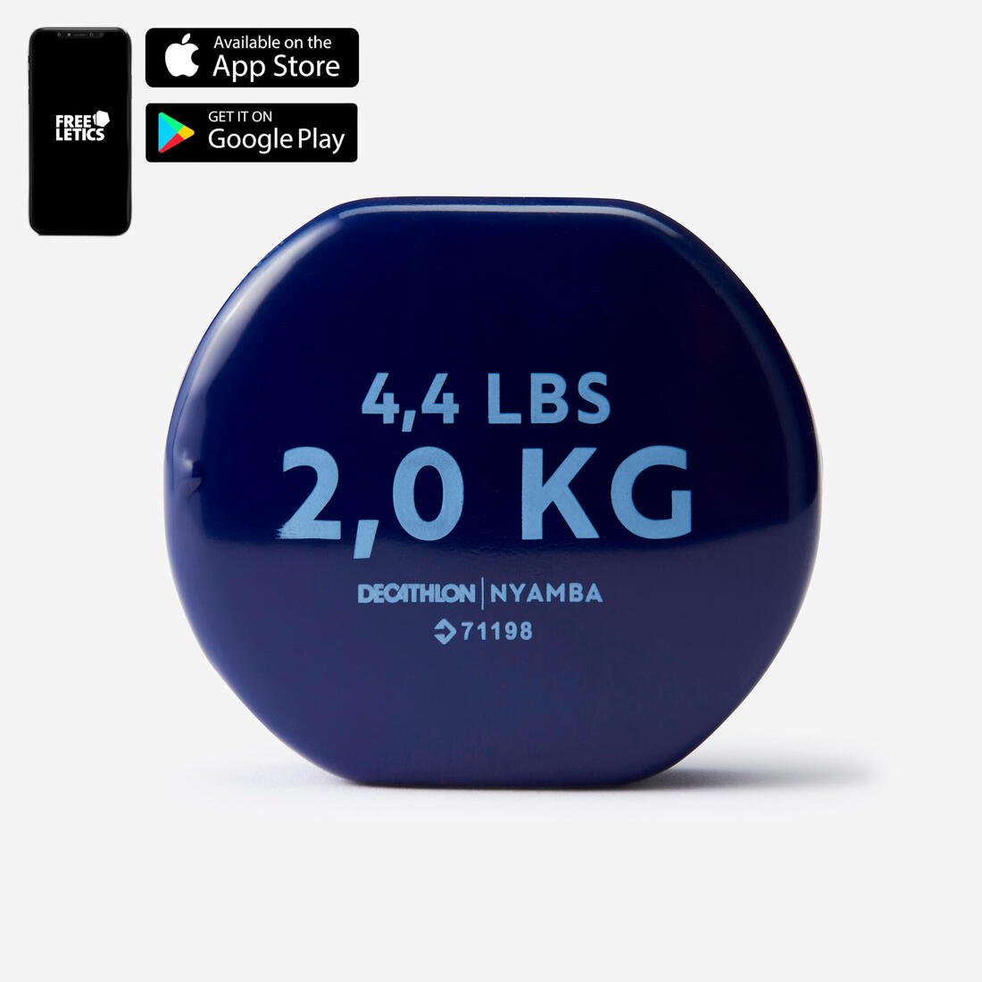 Shtangë dore fitnesi 2 kg, pako dyshe, gize pjesërisht e ricikluar - Blu marine 2